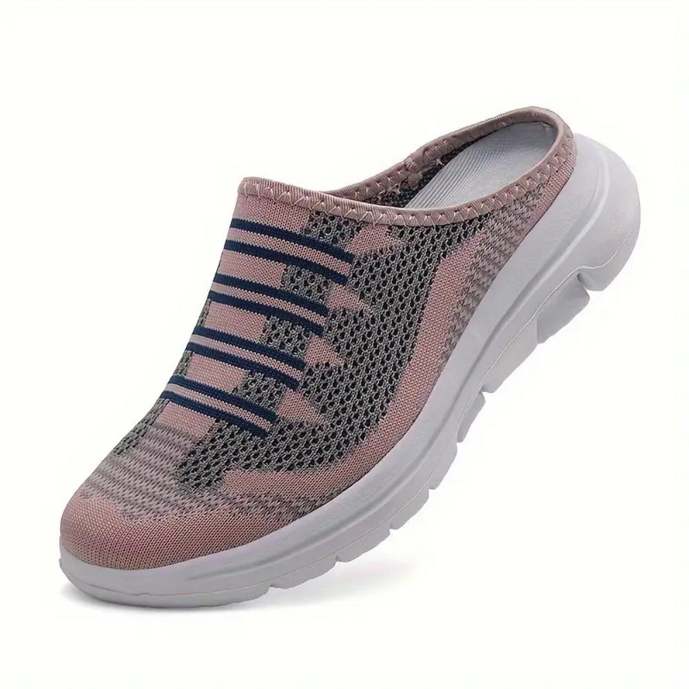 Women's Breathable Knit Mule Sneakers, Casual Slip On Outdoor Shoes, Women's Comfortable Shoes