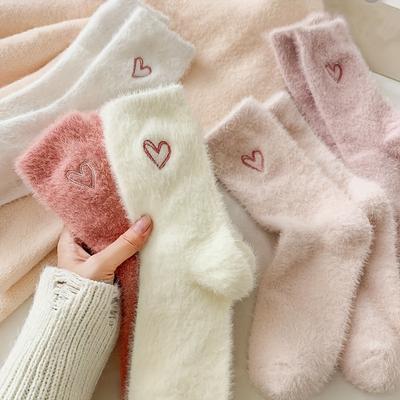 Pairs Of Women's Mid Length Socks For Warmth,  Autumn And Winter Plush Socks, Socks, And Long Tube Socks