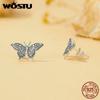 WOSTU 925 Sterling Sølv Vintage Sommerfugl Ørestikker Kvinner Retro Insest Kreative Kvinnelige Ørestikker Festgave Daglige Smykker