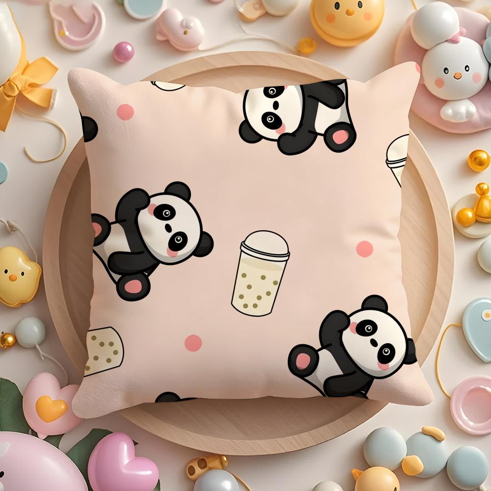 Lovely Panda Pillow Case Short Plush Double-Sided Printing Home Machine Washable In Warm Winter Cushion Cover