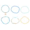 Bohemian Beach Anklet Set, Multi-Layer Beaded & Shell Charm Ankle Bracelets with Starfish, Turtle, Tassel Details