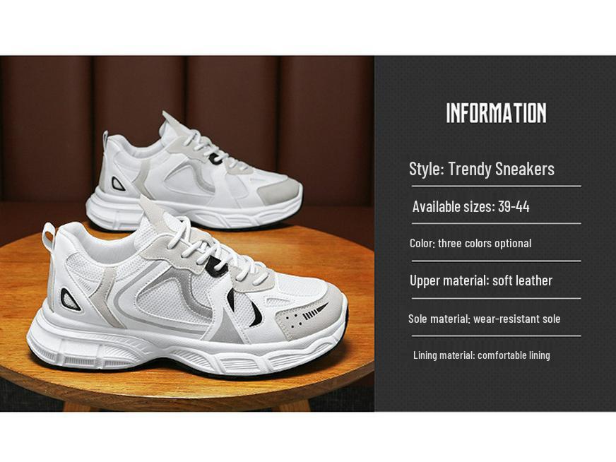 Spring Men's Breathable Mesh Sneakers - Trendy, Versatile, Thick-Soled Casual Running Shoes