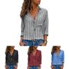 Womens Long Sleeve Loose Blouse Casual Tops Featuring Elegant V-neck Button-up Design