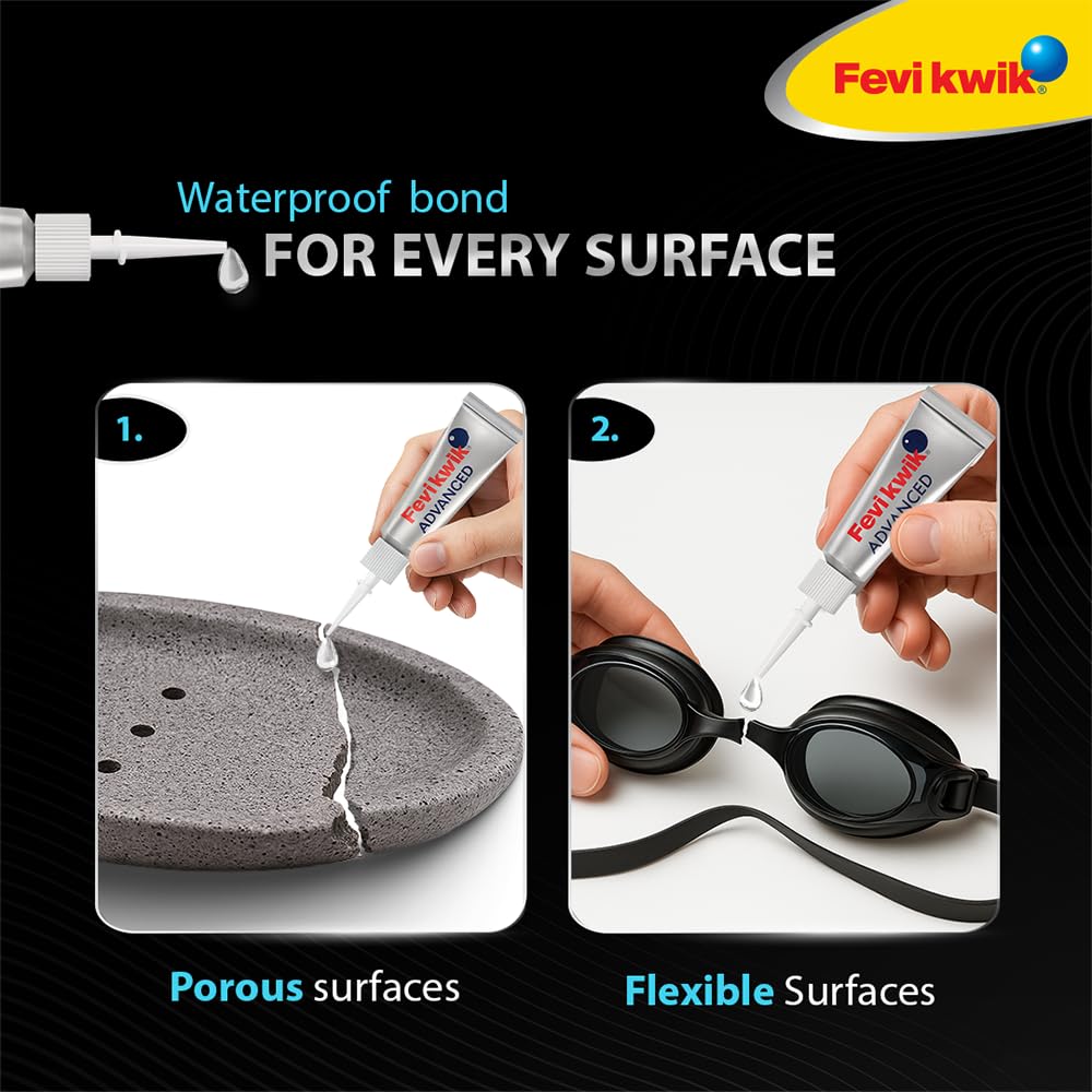 Fevikwik Advanced 3 GM Instant Glue Pack of 2 Waterproof Shockproof Strong Adhesive Multi Surface Repair Solution