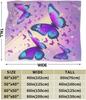 Purple Blue Butterfly Art Print Fleece Blanket Magical Nature Design Soft Cozy Throw Home Decor For Living Room Or Bedroom Gift
