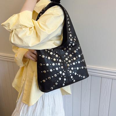 Trendy Rivet Design Women's Bags Go Shopping Fashionable Women's Shoulder Bags High-end Sense Versatile Hand Bag