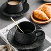 Capuccino Cups with Saucers and Metal Stand, 250ml Ceramic Coffee Cup Espresso Shots Cup Small Coffee Cups, Black and White