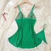 Plus Size Sexy Babydoll Nightdress for Women, V Neck Lace Sheer Mesh Nightgown, Spaghetti Strap Chemise Slip Dress with Thong