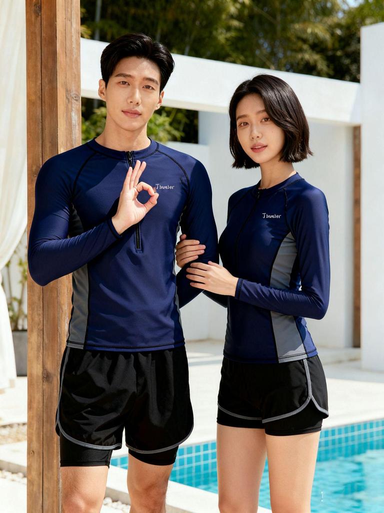 2026 Korean Men's Long Sleeve Sun Protection Swimwear - Two-Piece Surfing & Casual Style