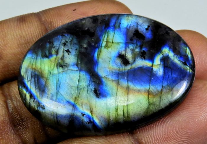 Natural Labradorite Multi Blue Flash Oval Cabochon Loose Gemstone 31X42X06MM SK-50