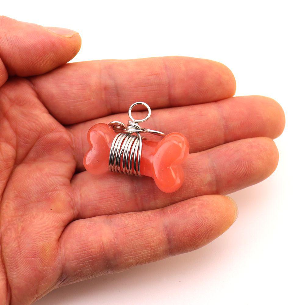 35mm Handmade Wrapped Wire Agate Amethyst Bone Necklace with Natural Crystal Stones (N729)