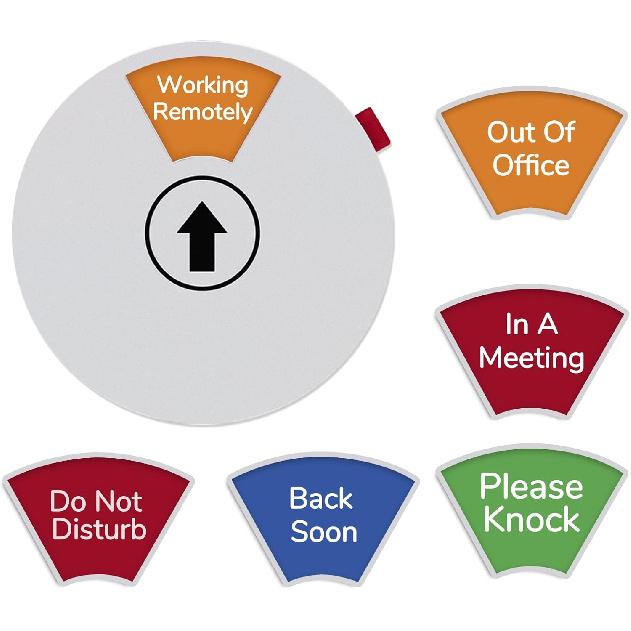 Office Door Signs, 6 Options Do Not Disturb,Out Of Office Sign for Door,Working Remotely, Please Knock, In A Meeting, Back Soon- Privacy Rotating