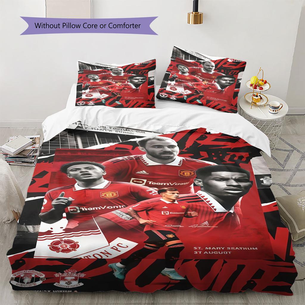 Red MUFC Glory Bedding Quilt Set Quilt Cover Pillowcase Home Decoration Birthday Gift (1 * duvet cover + 2 * pillowcase, without core)