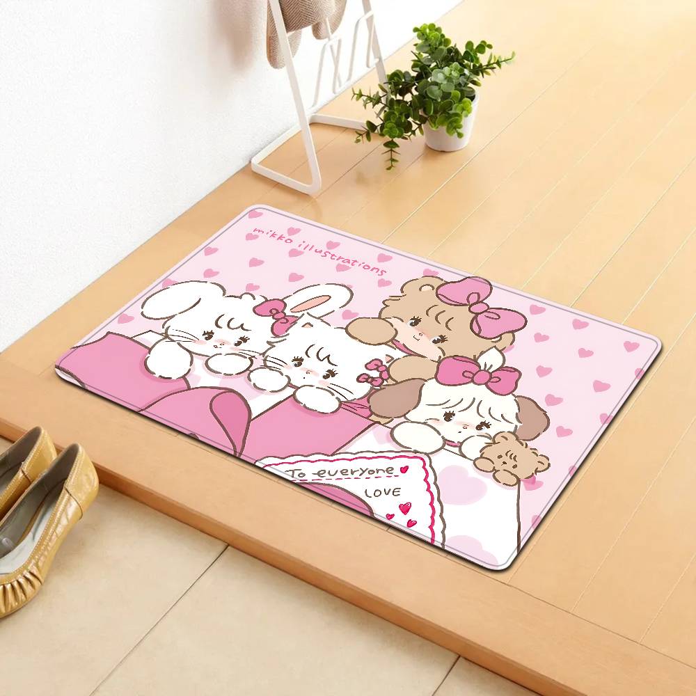Cute Cartoon Mikko Cat Floor Mat Rectangle Anti-slip Home Soft Badmat Front Door Indoor Outdoor Mat Hotel Decor Mat