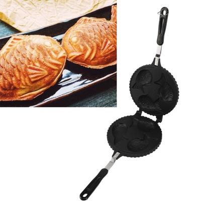 Fish Waffle Maker Pan 3 Fish Cute Aluminum Uniform Heating Double Sided Taiyaki Pan For Home Snack Bars