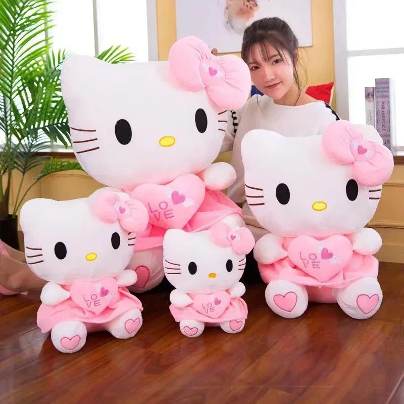 Hot Sanrio Hello Kitty Cat Plush Toys Cartoon KT Cat Plushie Doll Soft Stuffed Anime Pillow Birthday Gifts For Kids Girls