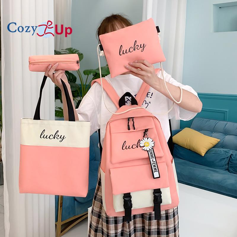 Рюкзак школьная сумка женский буквенный рюкзак контрастного цвета для школьников младших — фото 4