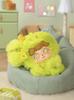 Q.Kid [Emotional Monster] Series Plush Blind Box (6 Types + Random Secret) Fluffy Fur and PVC Face Mascot Keychain Bag Charm Soothing Gift 4.2 Inches
