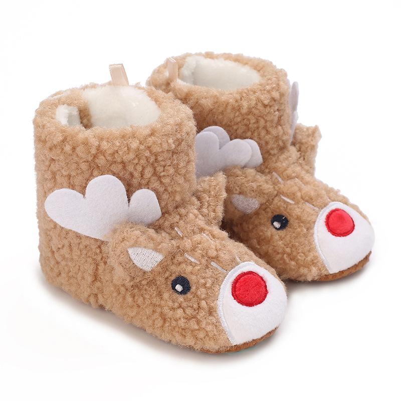Christmas Newborn Baby Shoes Boys Girls Toddler First Walkers Soft Bottom Infant Flats Warm Snow Boots 0-18Months