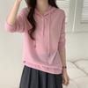 Hooded drawstring design knitted sweater women's autumn new pullover long sleeve simple wind sweater