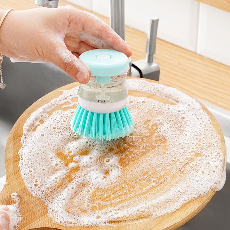 Push-Type Liquid-Filled Dishwashing Brush - Oil-Free, Gentle On Pots, Multi-Function Cleaning Tool