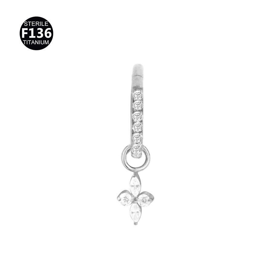 F136 Titanium Nose Ring Earring with Marquise Pendant - 1.2/1.0 Gauge Cartilage Stud Piercing Jewelry