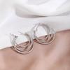 High-End Exaggerated Multi-Layer Round Ring Ear Buckle Women, Light Luxury Design Temperament Simple Plain Ring Earrings