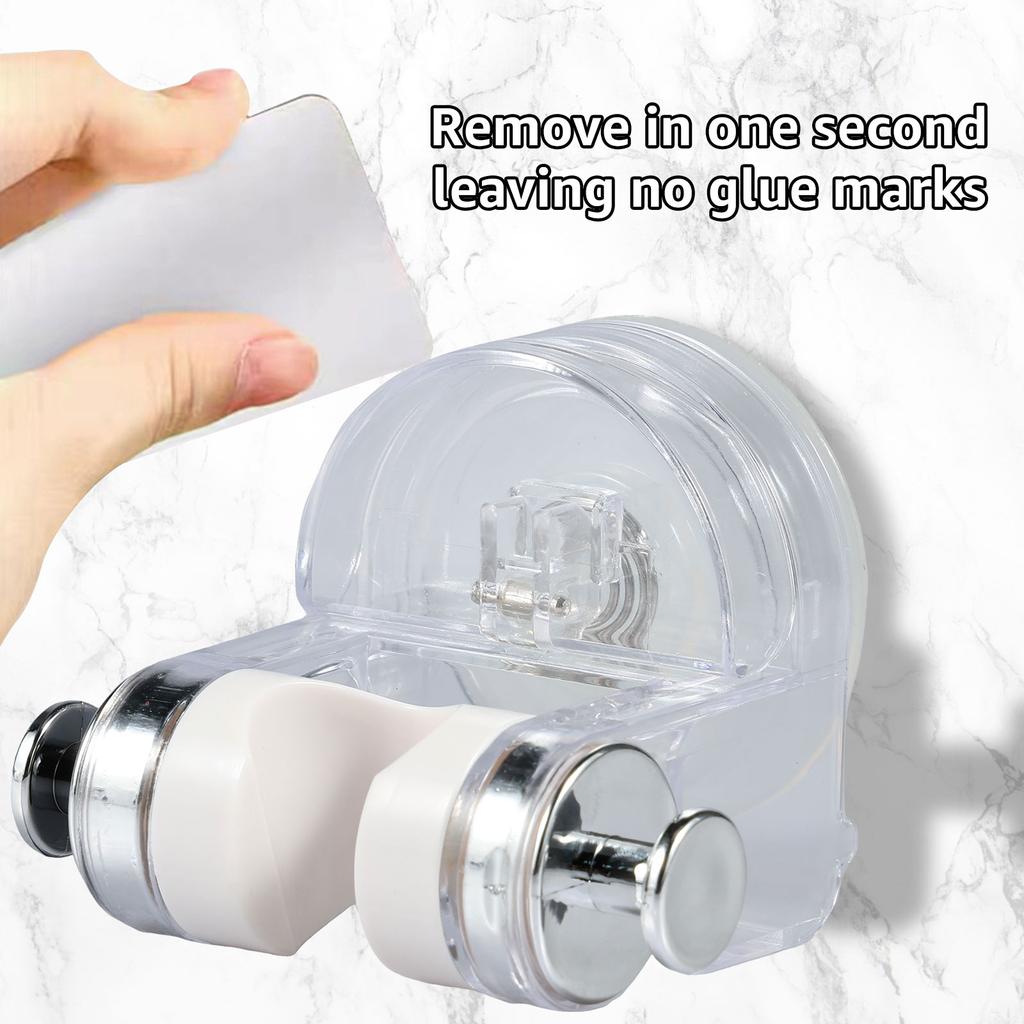 3 Stück 360° Verstellbare Duschkopfhalterung Saugfuß mit 2 Haken Badregal Wandmontage Nicht Perforiert Integriert