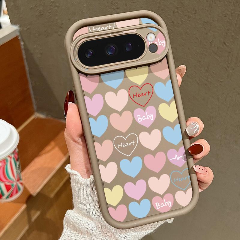 

Love Heart Pattern TPU Silicone Phone Case For Google Pixel 8 Pro 8A Pixel 9 Pro XL Solid Color Shockproof Cover Protector Cases For Google Pixel 8