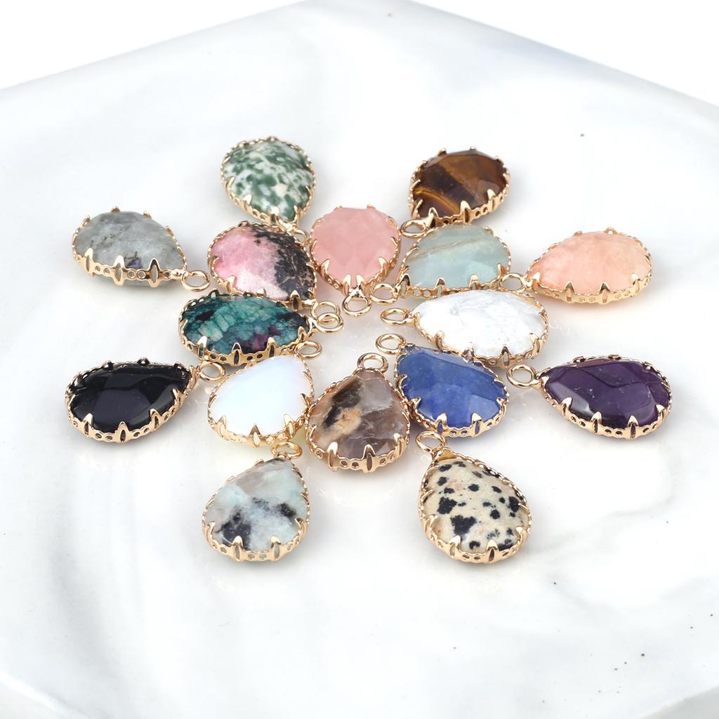 2 Stücke Naturstein Kleine Anhänger Tropfenförmigen Facettierten Anhänger Für Schmuck Machen DIY Halskette Ohrringe Armband Zubehör