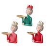 Multi Purpose Girls Statue with Tray Home Decoration Figurine Ornament Sculpture Keys Holder Candy Dish for Desk Entryway Office