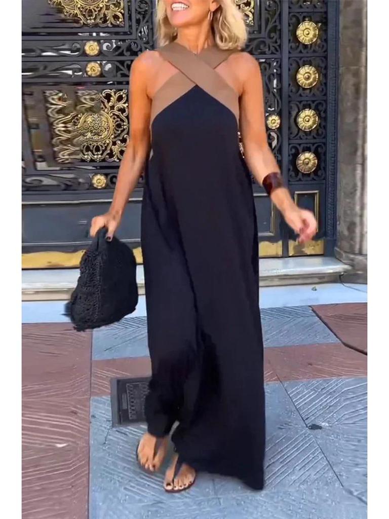 2025 Summer Sexy Backless Cross Long Dress for Women