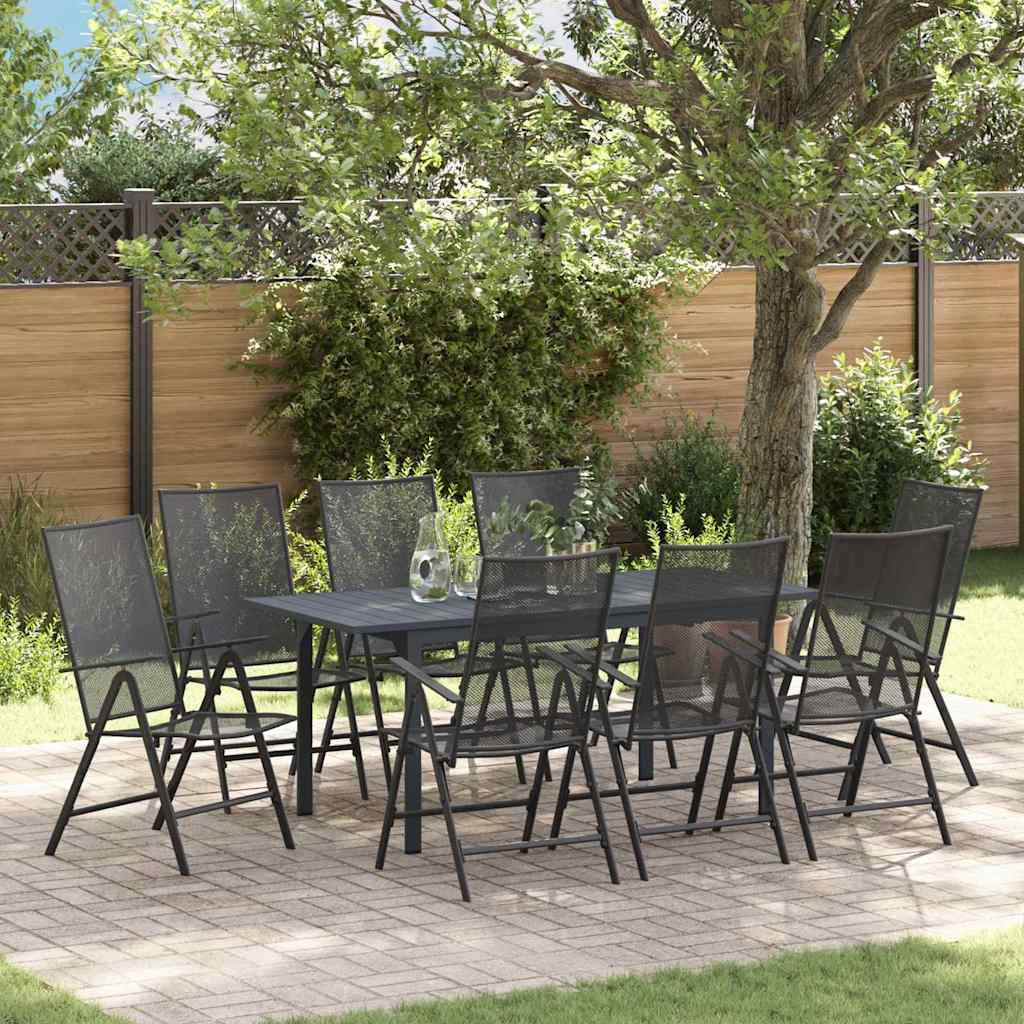 Garden Dining Set 9 Pcs Anthracite Powder Coated Steel