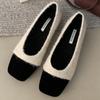 Fashion Comfortable Warm Plush Brand Mary Jane Shoes Women Fashion Square Toe Ballet Flats Elegant Outdoor Casual Shoes Zapatos De Mujer