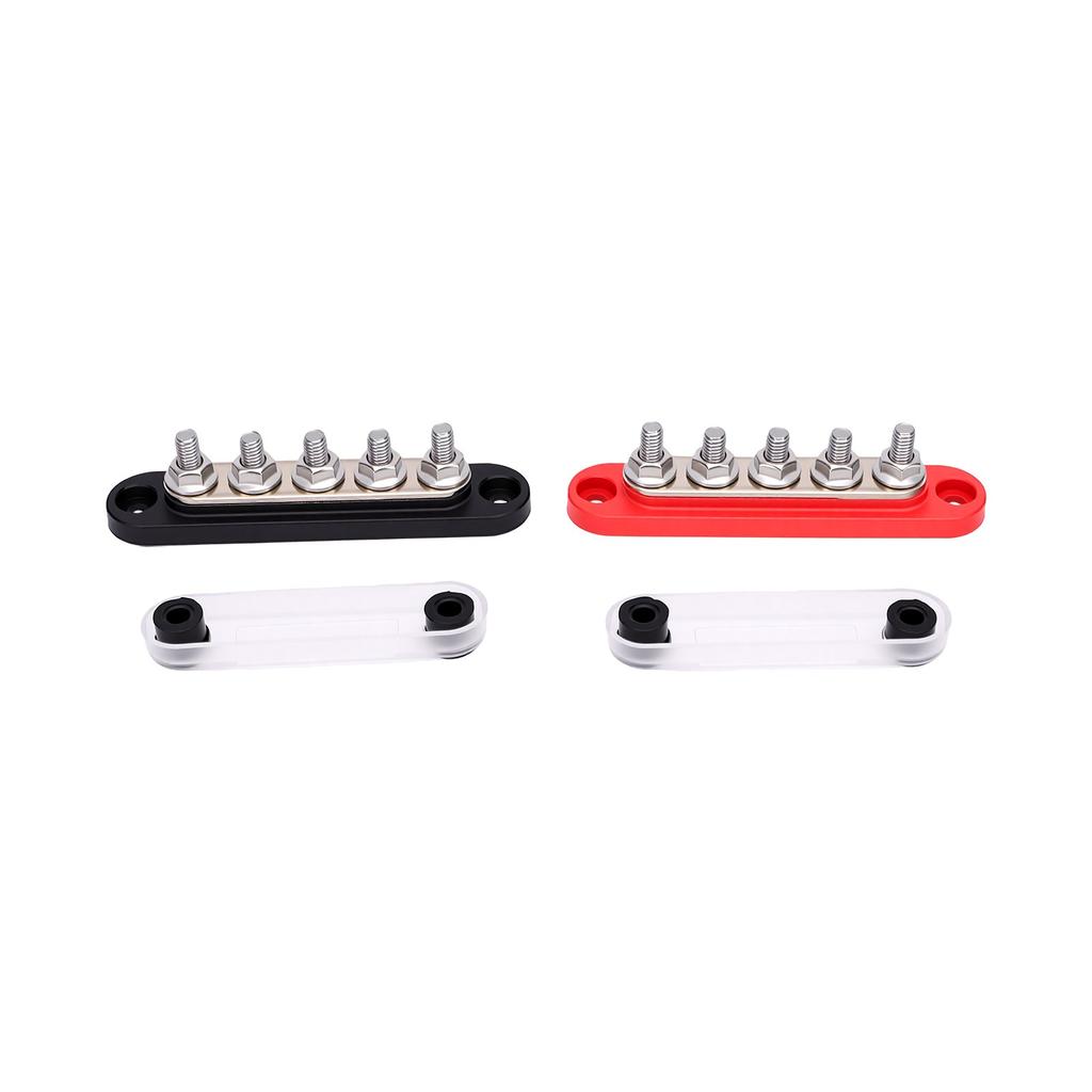 150A Power Distribution Block Metal Bus Bar Terminal Block With 1 4 Inch M6 Studs and Cover Plate for Boat Automotive