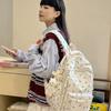 2025 New Japanese Floral White School Backpack – Cute Nylon Rucksack for Teenage Girls, Women's Book Bag, Student School Bags