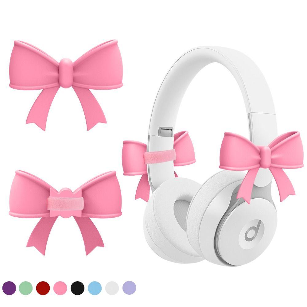 2PCS Bow Shape Headset Attachment 3D Earphone Charms Universal Headphone Accessories Girls