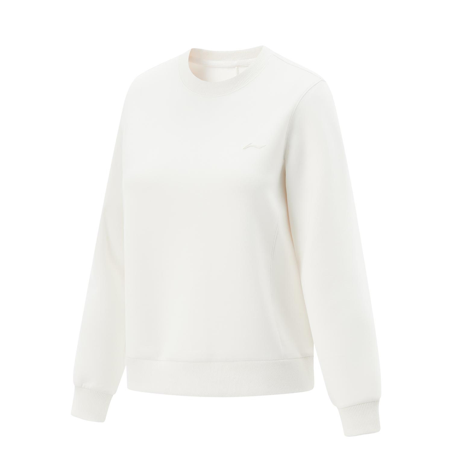 

Li Ning Fitness Series Простой однотонный свитер с круглым вырезом, женская толстовка цвета шампанского и белого AWDU634-4 S