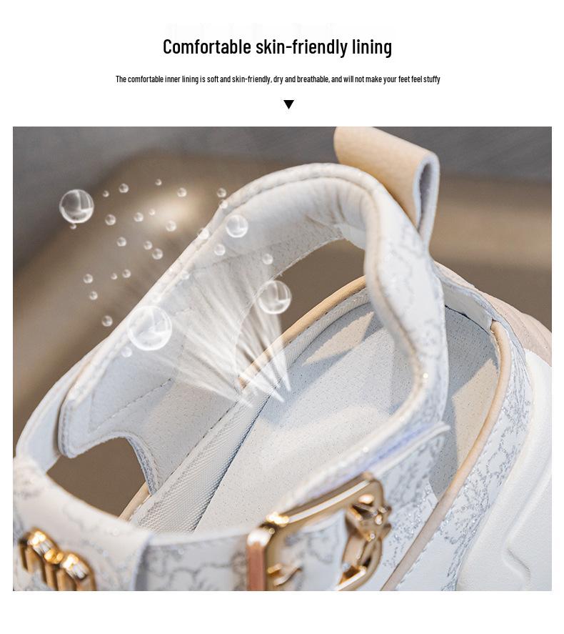 2024 Damen Echtleder Atmungsaktive Höhenvergrößernde Sandalen, 7 cm Dicke Sohle, Vielseitig & Lässig