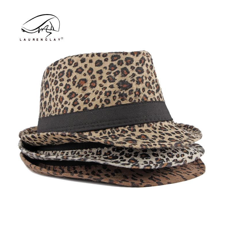 Spring and Autumn Hat Women's Fashion Top Hat Wind Sexy Fashion Leopard Print Jazz Hat British Retro Gentleman Hat