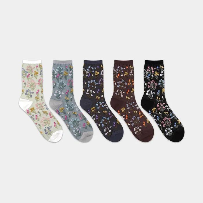 GGRN Women's Fashion Socks_W-L-403 Classic Floral Garden