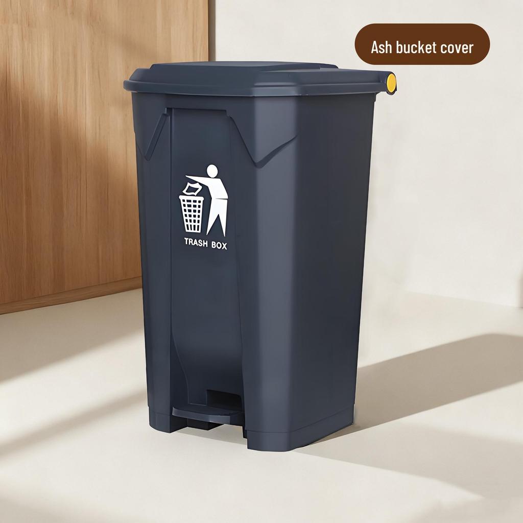 Large Outdoor Commercial Plastic Pedal Trash Can with Lid for Kitchen and Home