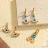 Devil's Eye Set with Zircon Water Diamond Eye Shape Pendant for Women's Fashion Golden Jewelry Gift Party Wearing Earrings