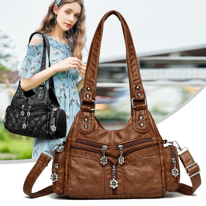 Women's Bag Vintage Tote Bag Large Capacity Multi-Pocket Shoulder Bag
