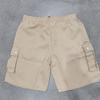 Men's Multi Pocket Cargo Shorts Elastic Waist Drawstring Loose Fit Casual Outdoor Work Shorts with Side Flap Pockets