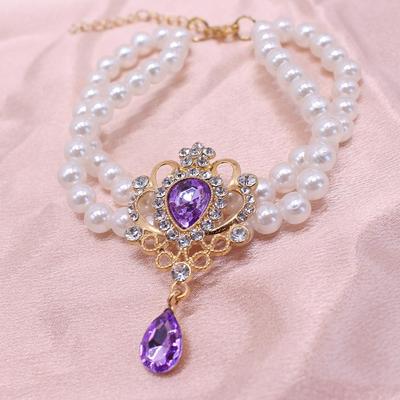 Çift Sıra Taşlı İnci Evcil Hayvan Tasması - Kediler ve Köpekler İçin Lüks Choker