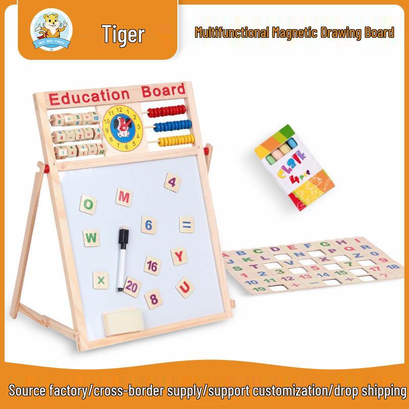 

Weiwei Tiger Children s Double-Sided Wooden Magnetic Drawing & Writing Board