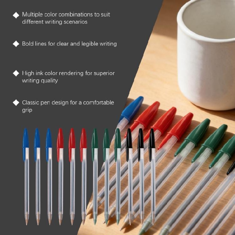 1.0mm Bold Point Ball Pen Ballpoint Pen Smooth Writing Multicolor Plastic Oil Pen for Office School Student Writing Gift