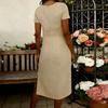 Vestido casual de manga corta y cuello redondo para mujer.