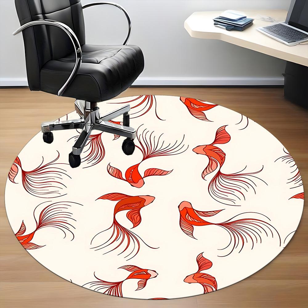 1pc Goldfish Pattern Chair Carpet for Office, Soft Flannel Throw Mat, Perfect for Office, Holiday Party Decoration Choice yy260209086